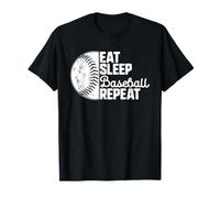 Eat Sleep Baseball Repeat Softball Catcher Batter Baseballer Maglietta