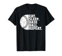 Eat Sleep Baseball Repeat Softball Catcher Batter Baseballer Maglietta