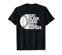 Eat Sleep Baseball Repeat Softball Catcher Batter Baseballer Maglietta