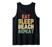 Eat Sleep Beach Repeat Summer Vacation Vintage Canotta