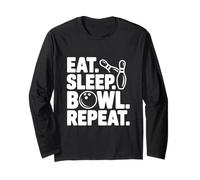 Eat Sleep Bowl Repeat Divertente Amante del Bowling Maglia a Manica