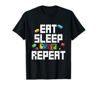 Eat Sleep Build Repeat Building Blocks Bricks Master Builder Maglietta