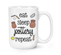 Eat Sleep Ceramica Repeat 426ml Grande Tazza Scherzo Divertente Potter Mamma Day