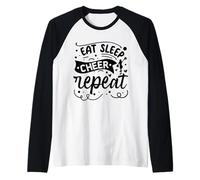 Eat Sleep Cheer Repeat | Cheerleader Maglia con Maniche Raglan