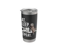 Eat Sleep Chill Repeat Bradipo disinvolto e rilassato Bicchiere termico in acciaio inox doppia parete