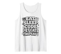 Eat Sleep Code Pet Cats Repeat Funny Programmer Cat Lover Canotta