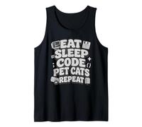 Eat Sleep Code Pet Cats Repeat Funny Programmer Cat Lover Canotta
