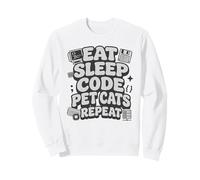 Eat Sleep Code Pet Cats Repeat Funny Programmer Cat Lover Felpa