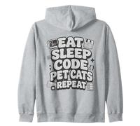 Eat Sleep Code Pet Cats Repeat Funny Programmer Cat Lover Felpa con Cappuccio