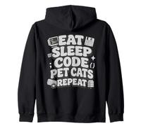 Eat Sleep Code Pet Cats Repeat Funny Programmer Cat Lover Felpa con Cappuccio