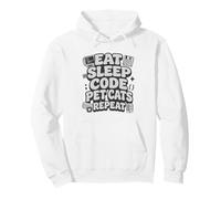 Eat Sleep Code Pet Cats Repeat Funny Programmer Cat Lover Felpa con Cappuccio