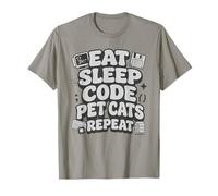 Eat Sleep Code Pet Cats Repeat Funny Programmer Cat Lover Maglietta