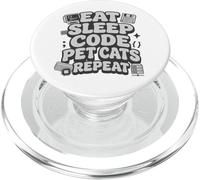 Eat Sleep Code Pet Cats Repeat Funny Programmer Cat Lover PopSockets PopGrip per MagSafe