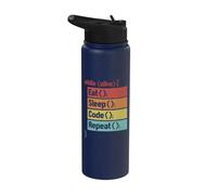 Eat Sleep Code Repeat ingegneri del software Coder Programmatore Stainless Steel Insulated Water Bottle