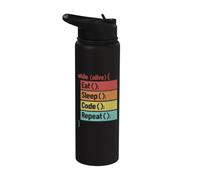 Eat Sleep Code Repeat ingegneri del software Coder Programmatore Stainless Steel Insulated Water Bottle