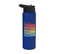 Eat Sleep Code Repeat ingegneri del software Coder Programmatore Stainless Steel Insulated Water Bottle
