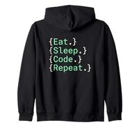 Eat Sleep Code Ripetizione Software Sviluppatore Felpa con Cappuccio