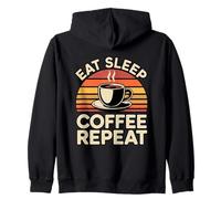 Eat Sleep Coffee Repeat Felpa con Cappuccio