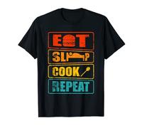 Eat sleep cook repeat hobby chef cook vintage retro Maglietta