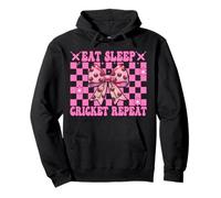 Eat Sleep Cricket Repeat Girl Mamma Festa della mamma Coquette Bow Felpa con Cappuccio