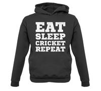 Eat Sleep Cricket Ripetere Bambini Felpa con Cappuccio Giocatore Ashes Twenty 20
