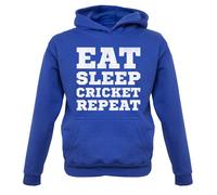 Eat Sleep Cricket Ripetere Bambini Felpa con Cappuccio Giocatore Ashes Twenty 20