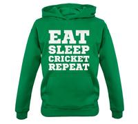 Eat Sleep Cricket Ripetere Bambini Felpa con Cappuccio Giocatore Ashes Twenty 20
