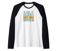 Eat Sleep Disc Golf Repeat Funny Player Hobby Life Maglia con Maniche Raglan