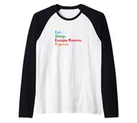 Eat Sleep Escape Rooms Repeat - Giocatori e Amanti della Escape Room Maglia con Maniche Raglan
