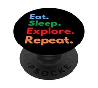 Eat Sleep Esplora Ripeti per avventurieri, escursionisti ed esploratori PopSockets PopGrip Adesivo