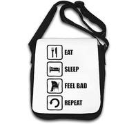 Eat Sleep Feel Bad Repeat Slogan Borsa a tracolla bianca, bianco, Taglia unica