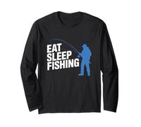 Eat Sleep Fish Repeat - Divertente pescatore esperto di pesca alla spigola Maglia a Manica
