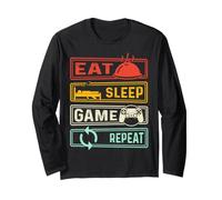 Eat Sleep Game Repeat Funny Video Game Lovers Quote Gamers Maglia a Manica
