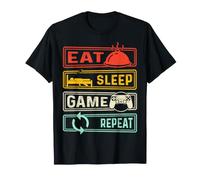 Eat Sleep Game Repeat Funny Video Game Lovers Quote Gamers Maglietta