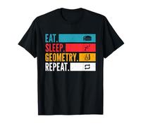 Eat Sleep Geometry Ripetitore con Righello e Cerchio Maglietta