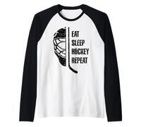 Eat Sleep Hockey Repeat for Teens Adults Cool Hockey Fans Maglia con Maniche Raglan