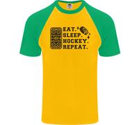 Eat Sleep Hockey Repeat Street Ice Funny Uomo S/S Baseball T-Shirt