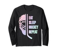 Eat Sleep Hockey Repeat Teens Cute Pastel Gradient Hockey Maglia a Manica