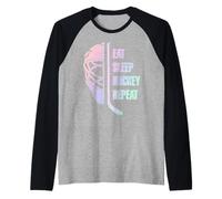 Eat Sleep Hockey Repeat Teens Cute Pastel Gradient Hockey Maglia con Maniche Raglan