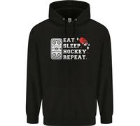 Eat Sleep Hockey Ripetere Ghiaccio Strada Divertente Bambini Felpa con Cappuccio
