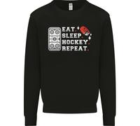 Eat Sleep Hockey Ripetere Ghiaccio Strada Divertente Bambini Felpa Maglione