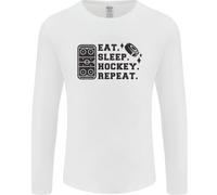 Eat Sleep Hockey Ripetere Strada Ghiaccio Divertente Uomo Maniche