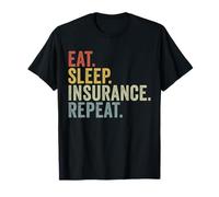 Eat Sleep Insurance Repeat - Maglietta Assicurazione per mangiare dormire ripetere divertente - Unisex - Adulti - T-shirt - Nero - S - Manica lunga