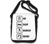 Eat Sleep Kickflip Repeat Skater's Slogan Borsa a tracolla bianca, bianco, Taglia unica