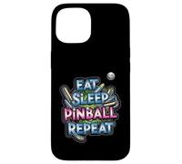 Eat Sleep Pinball Repeat Arcade Gaming Fan Design Custodia per iPhone 15