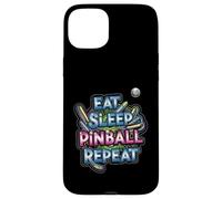 Eat Sleep Pinball Repeat Arcade Gaming Fan Design Custodia per iPhone 15 Plus