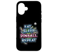 Eat Sleep Pinball Repeat Arcade Gaming Fan Design Custodia per iPhone 16