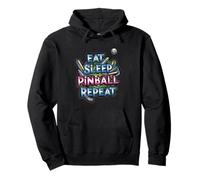 Eat Sleep Pinball Repeat Arcade Gaming Fan Design Felpa con Cappuccio