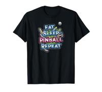 Eat Sleep Pinball Repeat Arcade Gaming Fan Design Maglietta