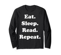 Eat Sleep Read Repeat Book Enthusiast Maglia a Manica